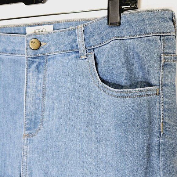 Lori Goldstein Womens Mid Rise Straight Leg Jeans Cropped 12 Lace Hem Blue Denim - Picture 11 of 13